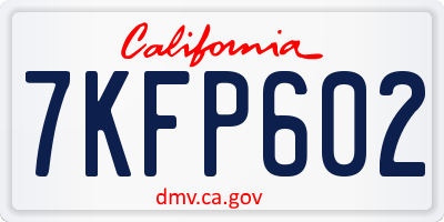 CA license plate 7KFP602