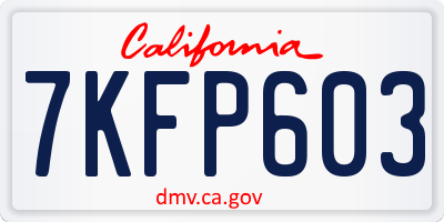 CA license plate 7KFP603