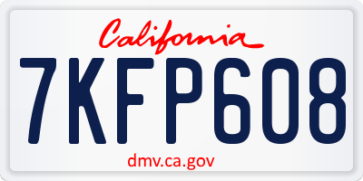 CA license plate 7KFP608