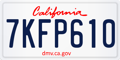 CA license plate 7KFP610