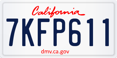 CA license plate 7KFP611