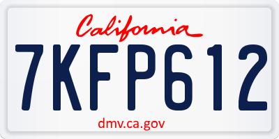 CA license plate 7KFP612