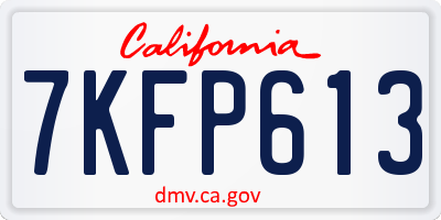CA license plate 7KFP613