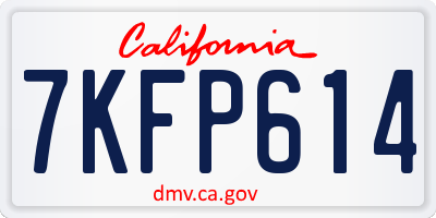 CA license plate 7KFP614