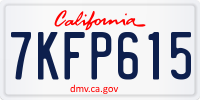 CA license plate 7KFP615