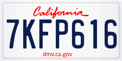 CA license plate 7KFP616