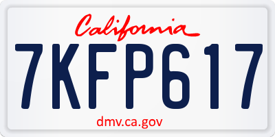 CA license plate 7KFP617