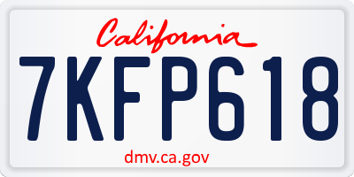 CA license plate 7KFP618