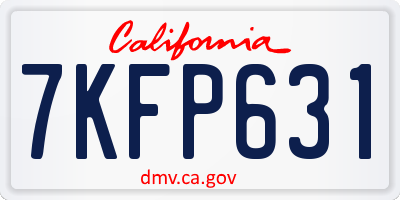 CA license plate 7KFP631