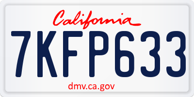 CA license plate 7KFP633