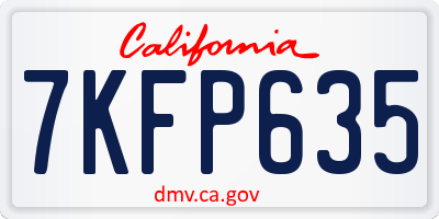 CA license plate 7KFP635