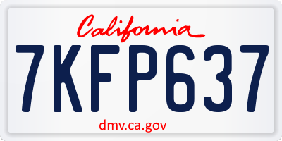CA license plate 7KFP637