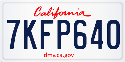 CA license plate 7KFP640