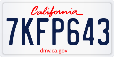 CA license plate 7KFP643