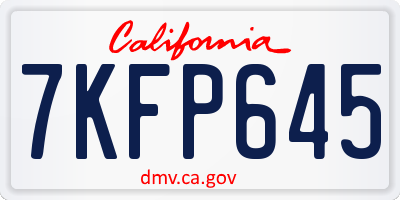 CA license plate 7KFP645