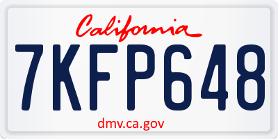 CA license plate 7KFP648