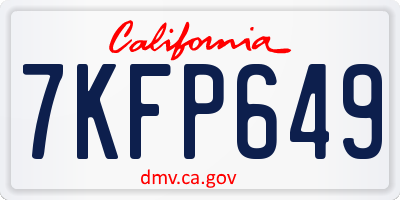 CA license plate 7KFP649