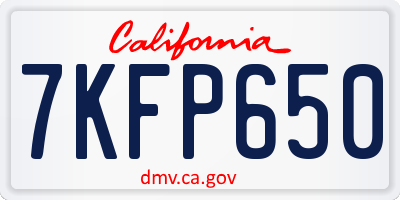 CA license plate 7KFP650