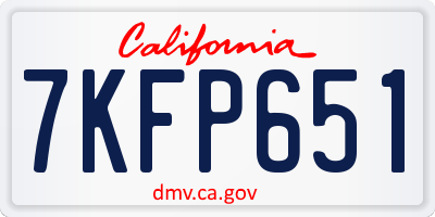CA license plate 7KFP651
