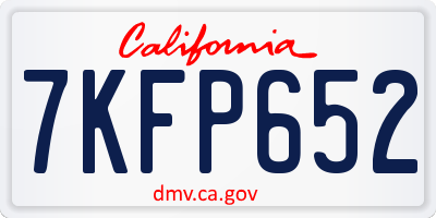 CA license plate 7KFP652