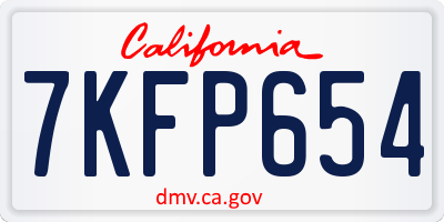 CA license plate 7KFP654