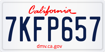 CA license plate 7KFP657