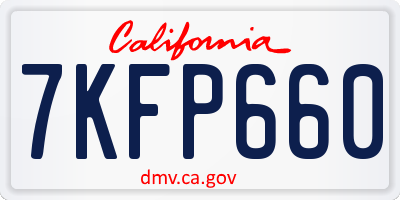 CA license plate 7KFP660