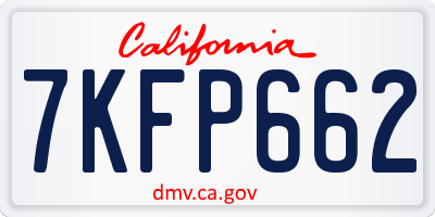 CA license plate 7KFP662