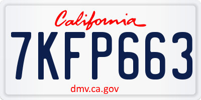 CA license plate 7KFP663