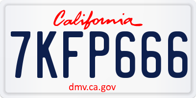 CA license plate 7KFP666