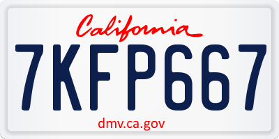 CA license plate 7KFP667