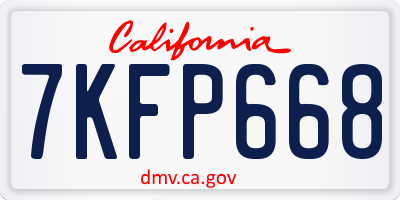 CA license plate 7KFP668