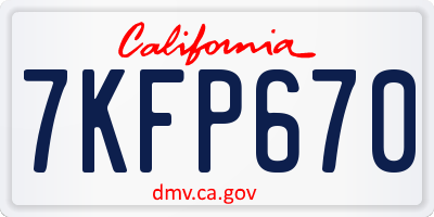 CA license plate 7KFP670