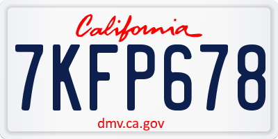 CA license plate 7KFP678