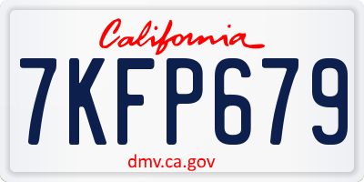 CA license plate 7KFP679