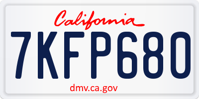 CA license plate 7KFP680