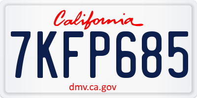 CA license plate 7KFP685
