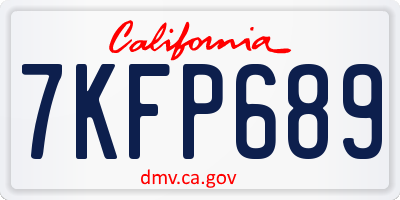 CA license plate 7KFP689