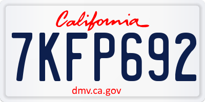CA license plate 7KFP692