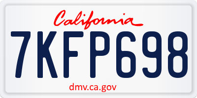 CA license plate 7KFP698