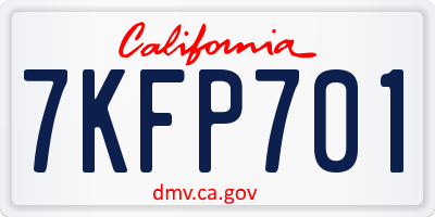 CA license plate 7KFP701