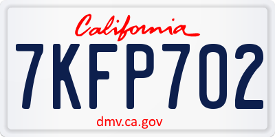 CA license plate 7KFP702