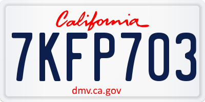 CA license plate 7KFP703
