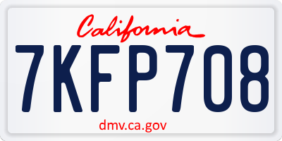 CA license plate 7KFP708