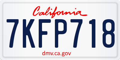 CA license plate 7KFP718