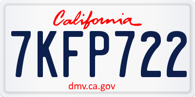CA license plate 7KFP722