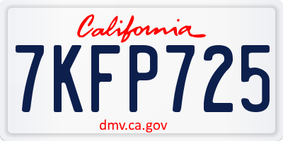 CA license plate 7KFP725