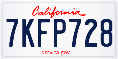 CA license plate 7KFP728