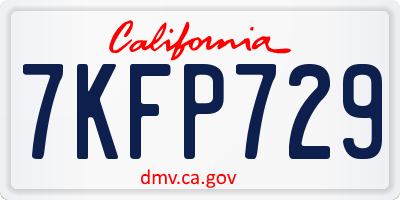 CA license plate 7KFP729