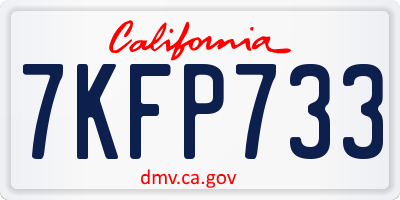 CA license plate 7KFP733